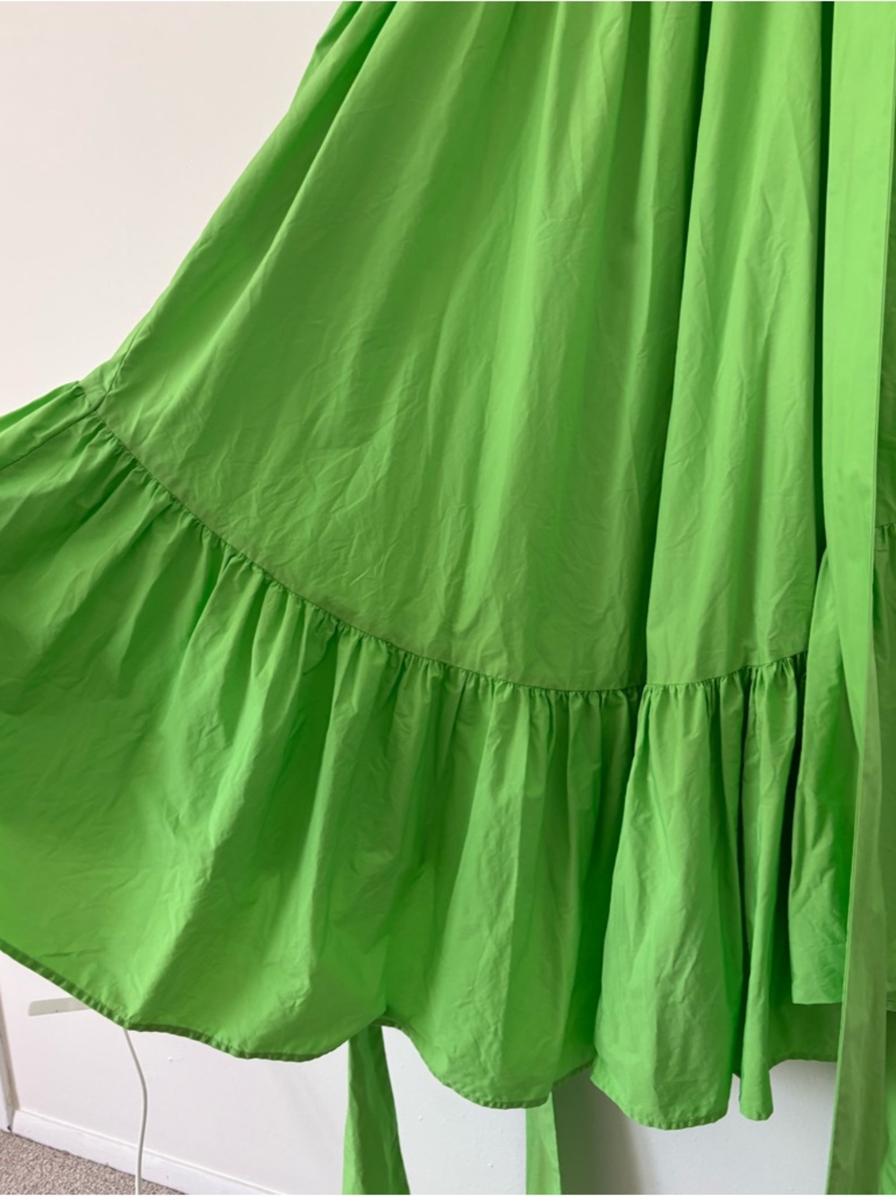 Christopher John Rogers Green Tiered Tie Shoulder High Low Babydoll Dress Small - Picture 14 of 16